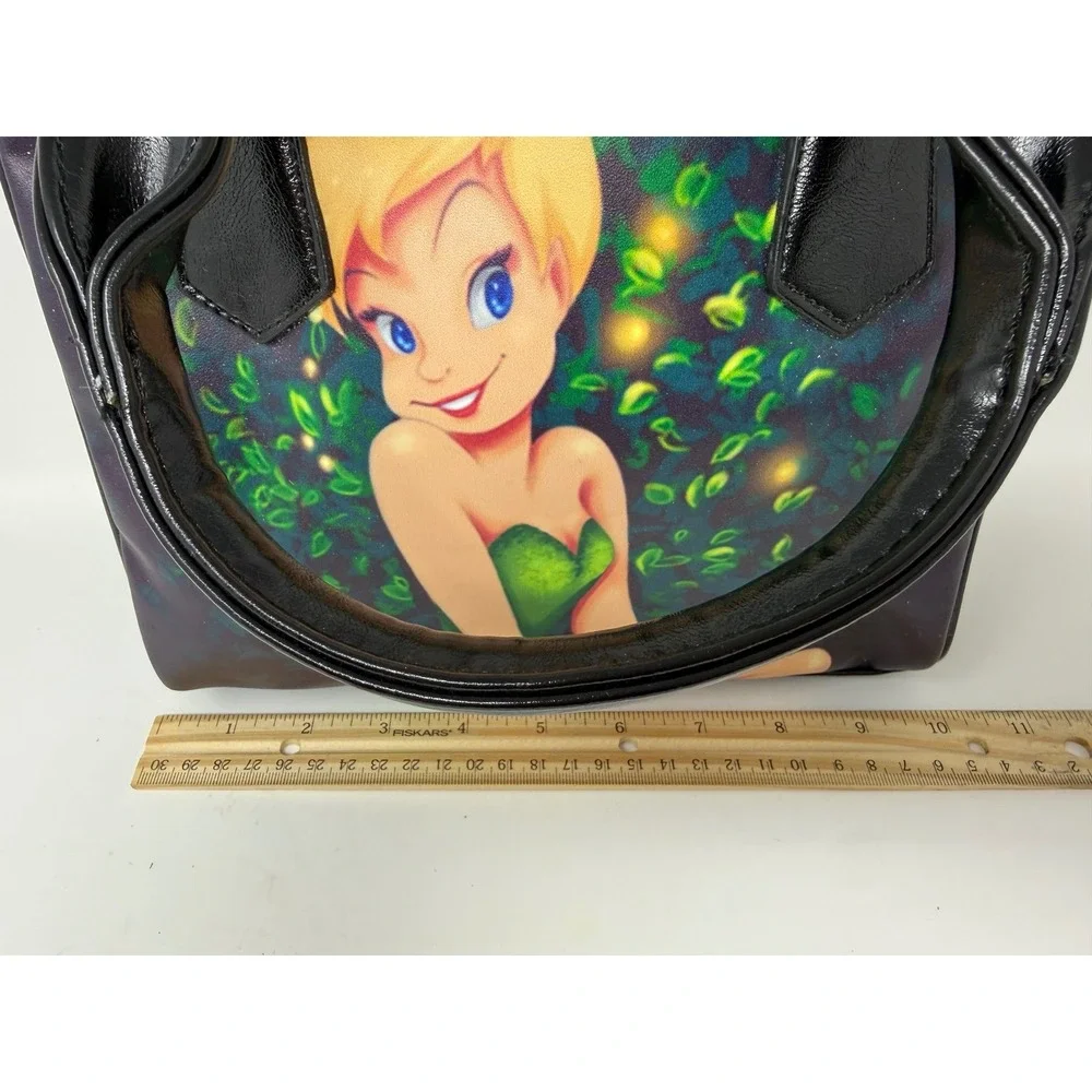 Disney Tinker Bell Fairy Satchel Crossbody Bag‎ Black Purple Graphic Print